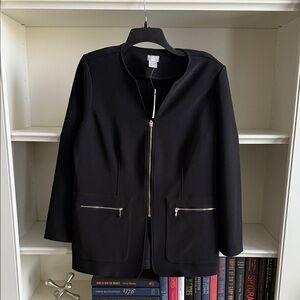 Black Zip-Up Jacket with Pockets